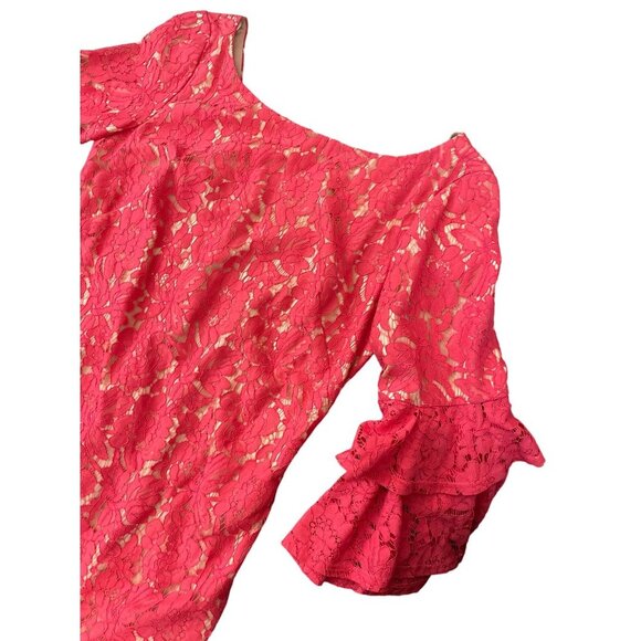 Eliza J Andressa Pink Lace Knee Length Lined Dress Sz 10 - Picture 4 of 13